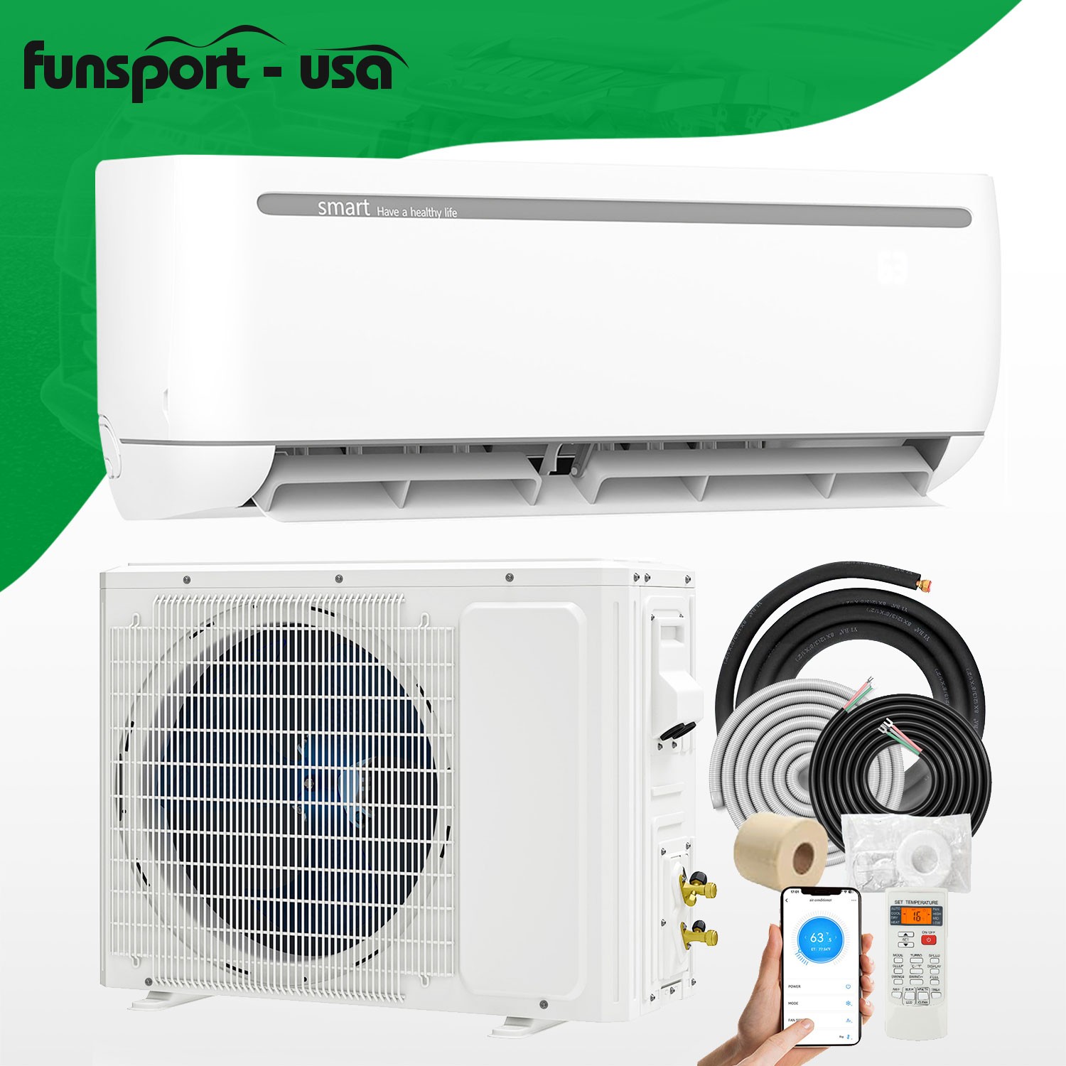 20 SEER2 12000 BTU Mini Split Air Conditioner & Heat Pump Ductless Design