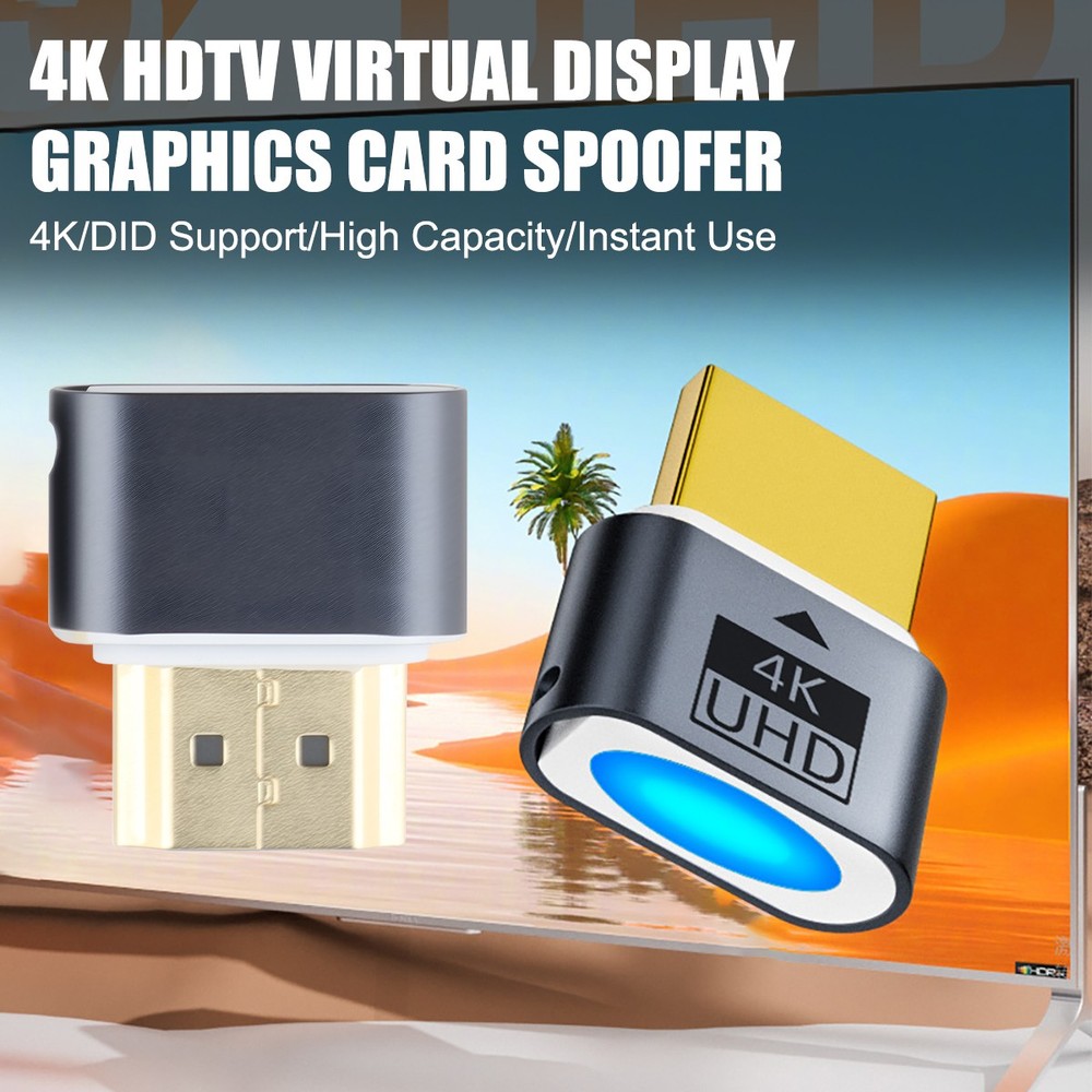 New HDMI Dummy Plug 4K 60Hz for Headless PC Mac Linux EDID Emulator Plug & Play