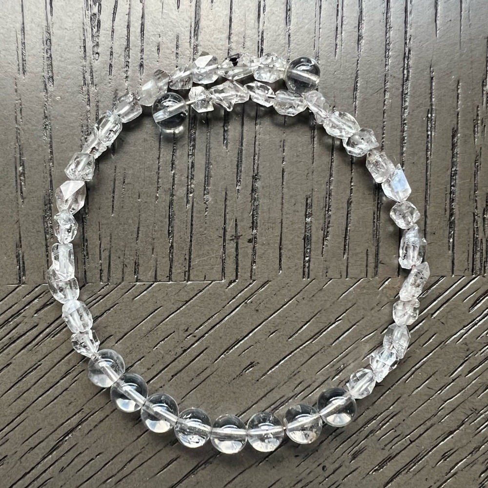 Herkimer diamond memory wire bracelet