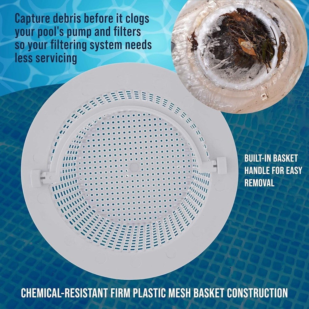 Durable Thru-Wall Skimmer Baskets with Handles - Effortless Pool Cleanup