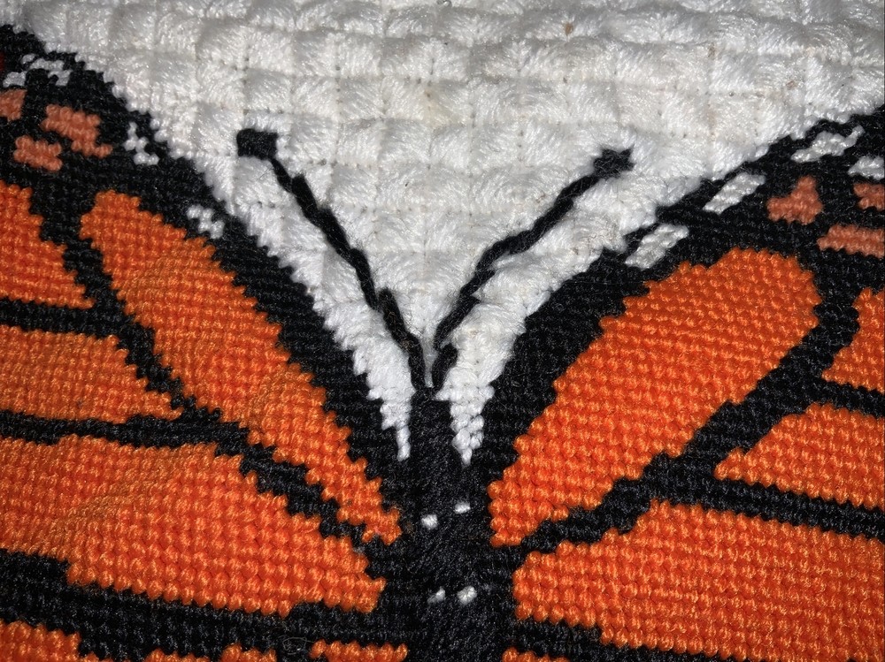 Completed Monarch Butterfly #2459 Columbia Minerva Needlepoint Canvas