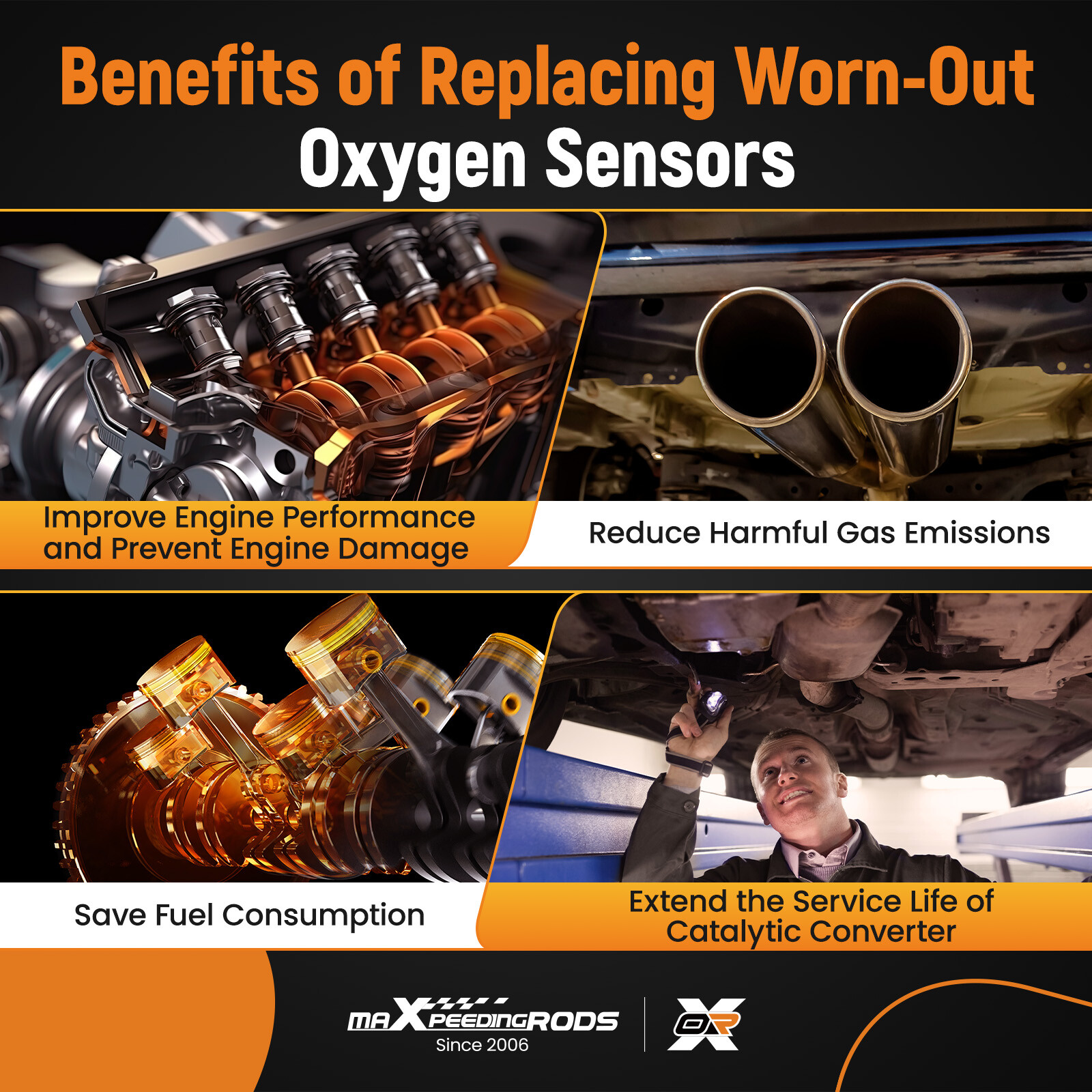 Upstream & Downstream O2 Oxygen Sensor For Nissan Sentra 2013-2018 L4 1.8L Black