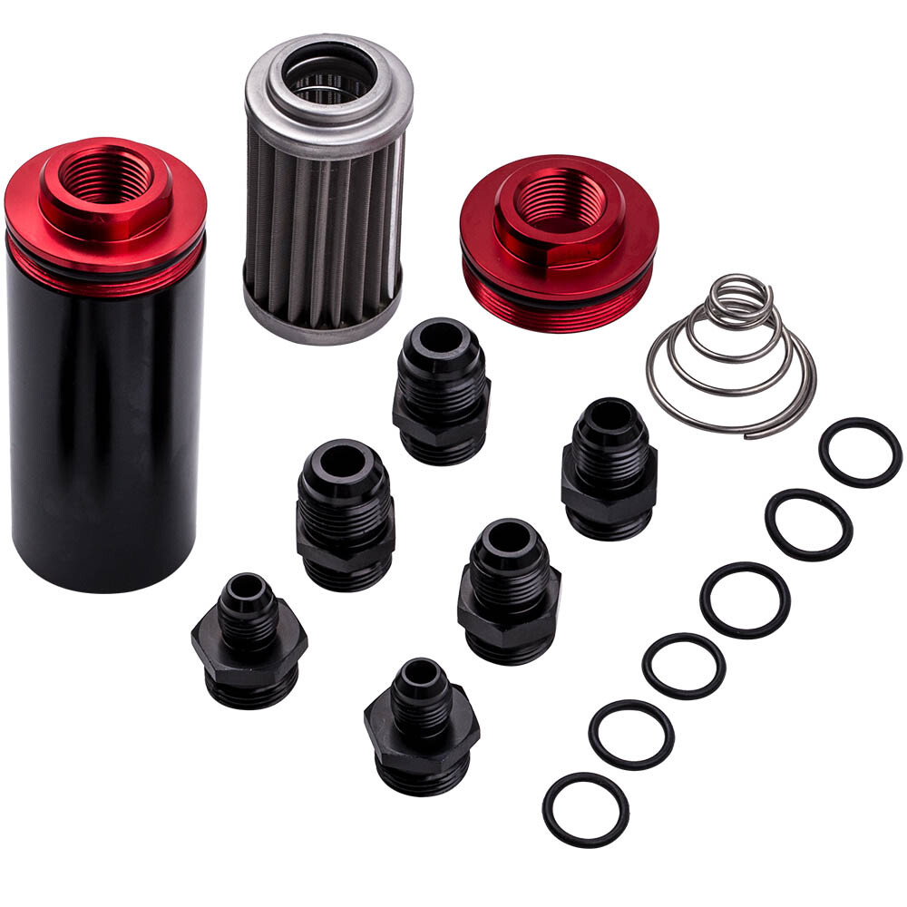 Inline Fuel Filter High Flow 100 Micron Cleanable AN6 AN8 AN10 Adapter universal