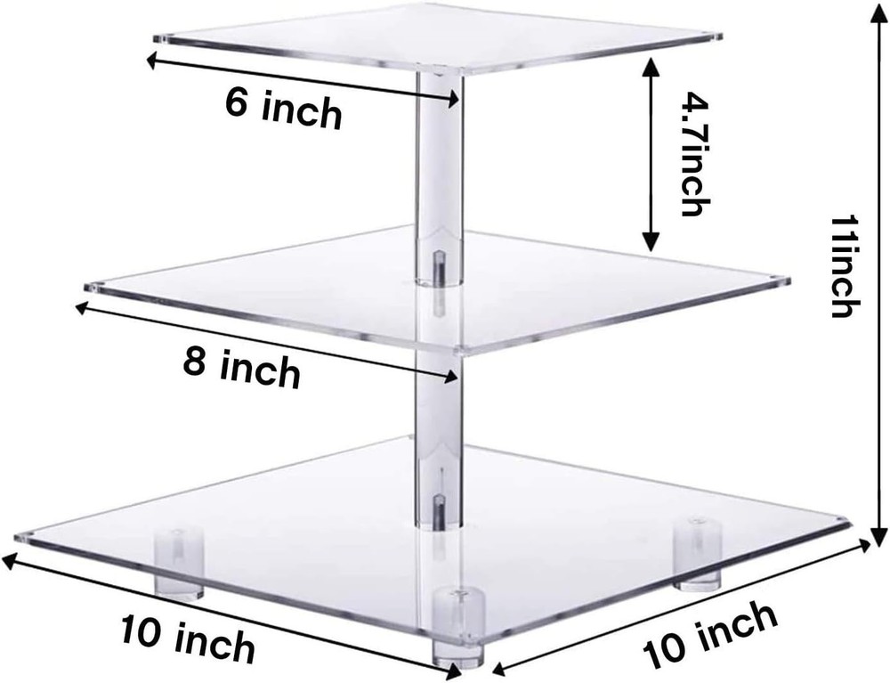 3-Tier Clear Acrylic Cupcake Stand with LED String Light - Perfect for Events