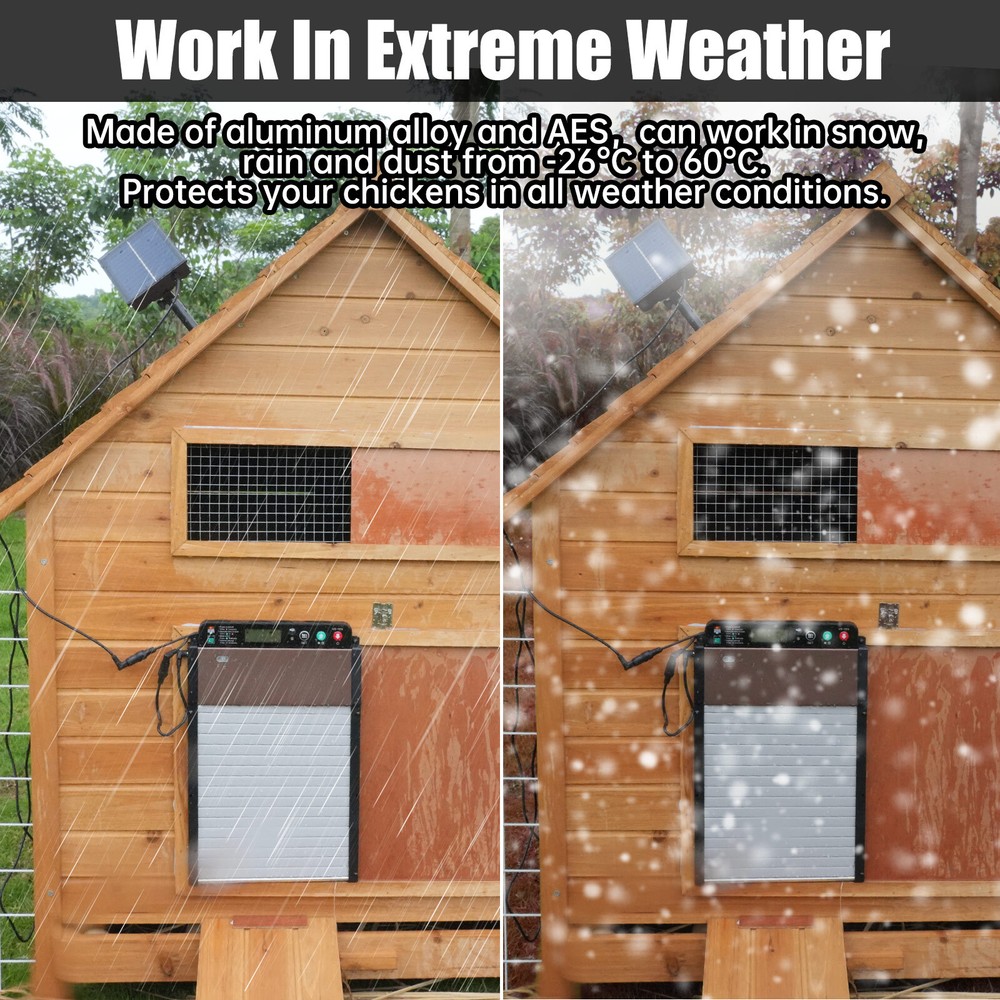 Automatic Chicken Coop Door LCD Battery Solar Powered Timer Light Remote Control
