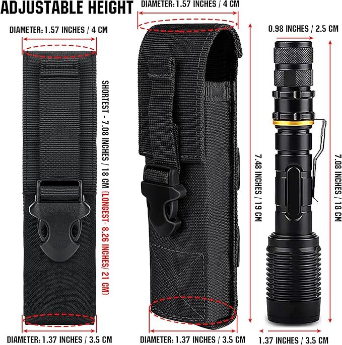 Multiuse Tool Pouch Holster Case with Adjustable Capacity for Holding Flashlight