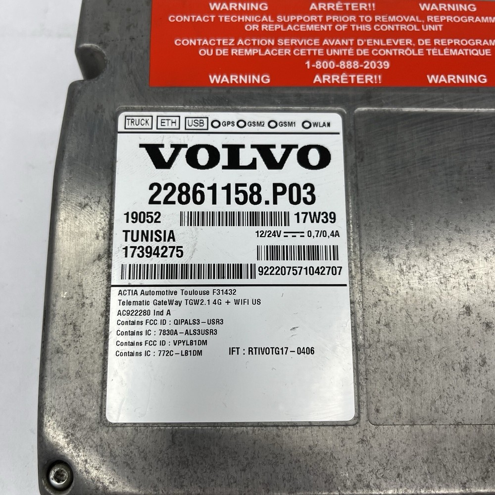 2018 Volvo VNR Cab Module 22861158.P03 OEM TELEMATIC GATEWAY MODULE