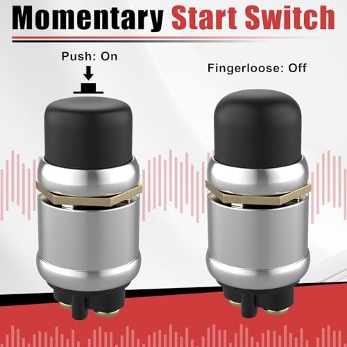3 PCS Push Button Starter Switch 12V 50A, Waterproof Momentary Start black-3