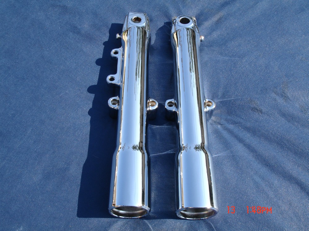 07-10 Chrome Harley Fork Legs Sliders Heritage Softail 45500014 Exchange Program