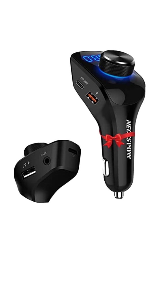 Bluetooth 5.0 Car Wireless FM Transmitter Adapter 2 USB PD Charger AUX
