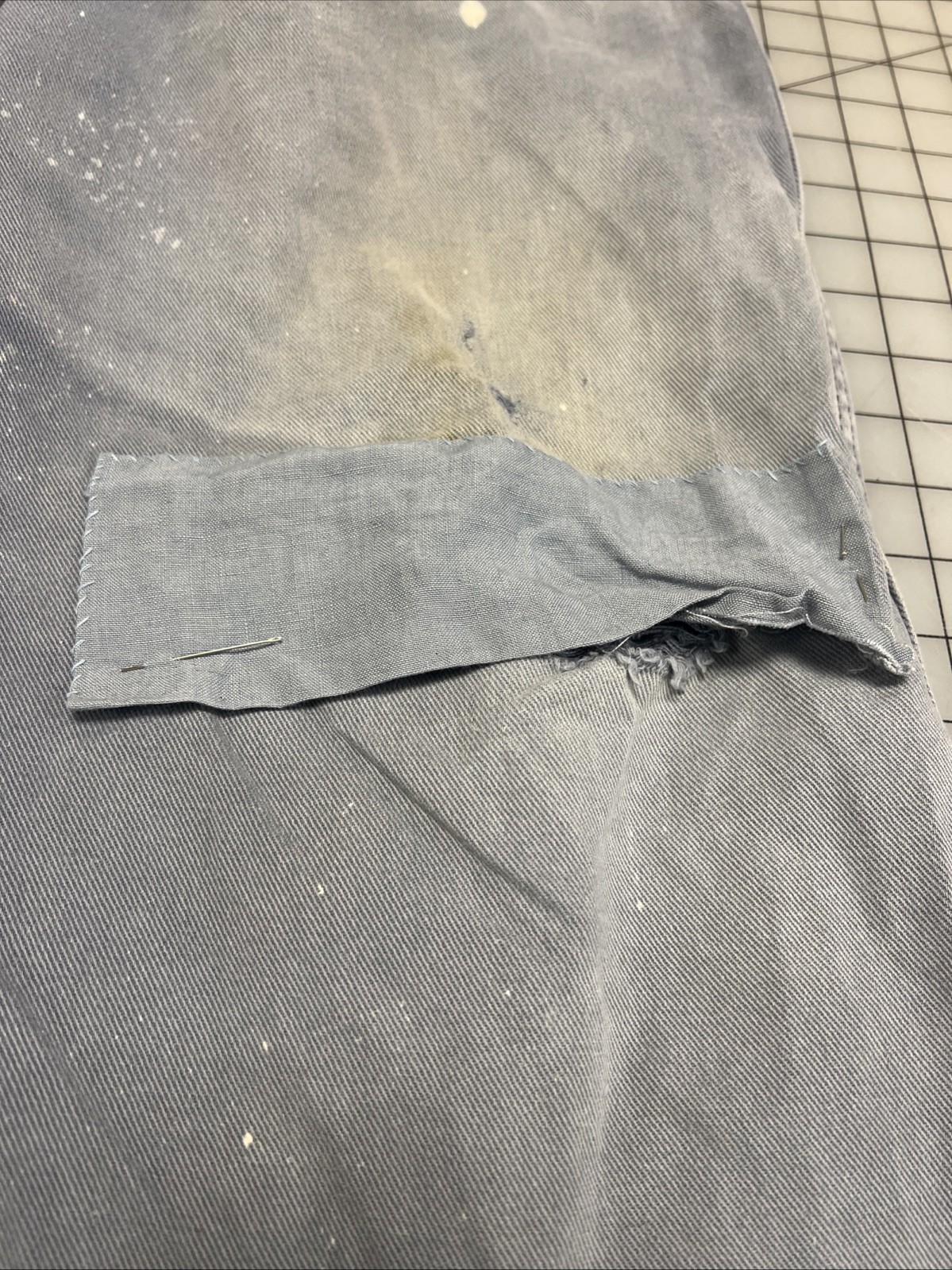 Repro 19th Century Men's 'Veteran' Condition Denim Fall-Front Trousers, SZ 42"