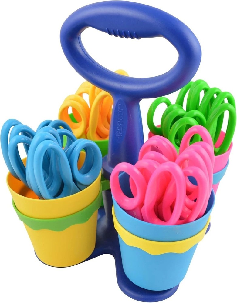 Classroom Scissor Caddy with 24 Student Scissors