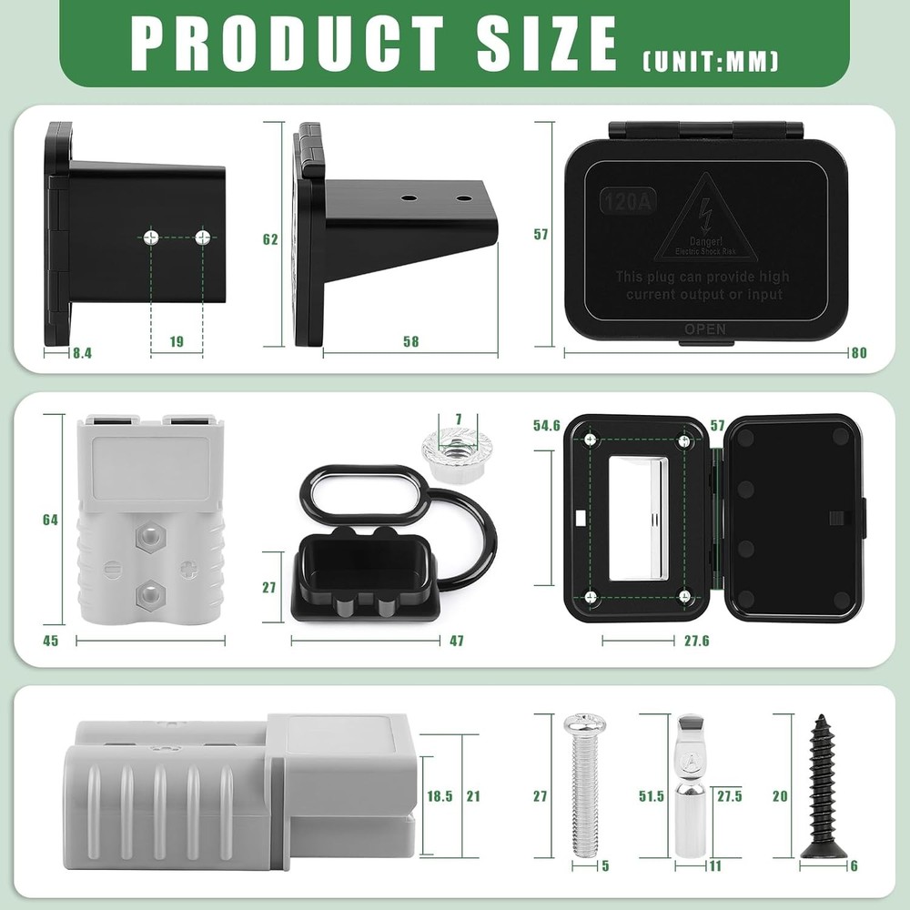 120A Battery Quick Connect/Disconnect Connector Plug Kit with Terminals-120Amp