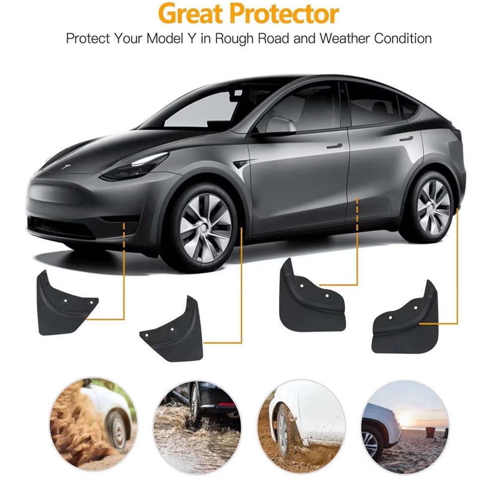 HSB Compatible for Tesla Model Y Mud Flaps Splash Guards 2020-2024 Models