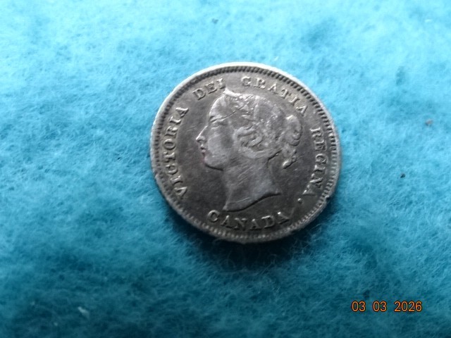 1882 Canadian Victoria 5 Cents 92.5% Silver