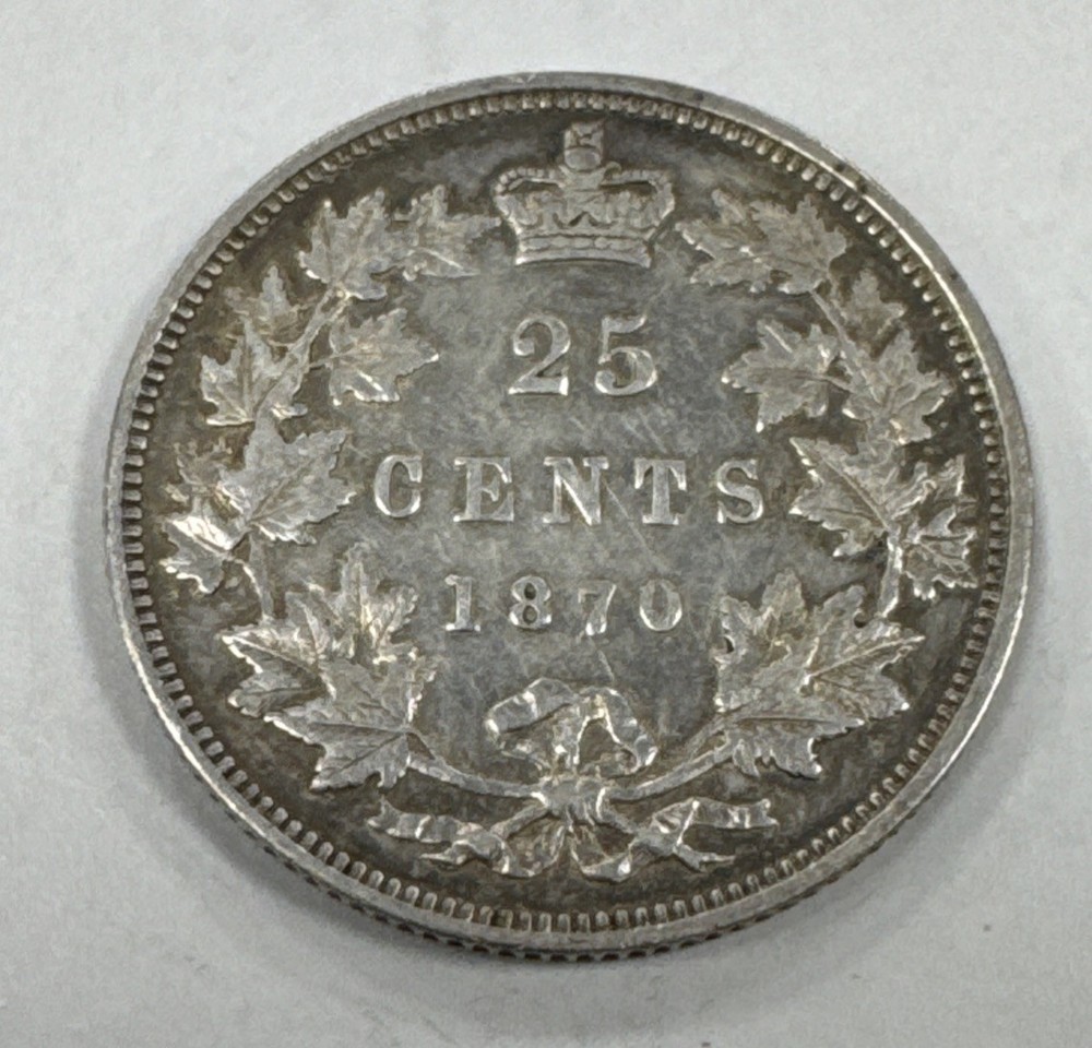 1870 CANADA 25 Cents Silver Quarter Great Details