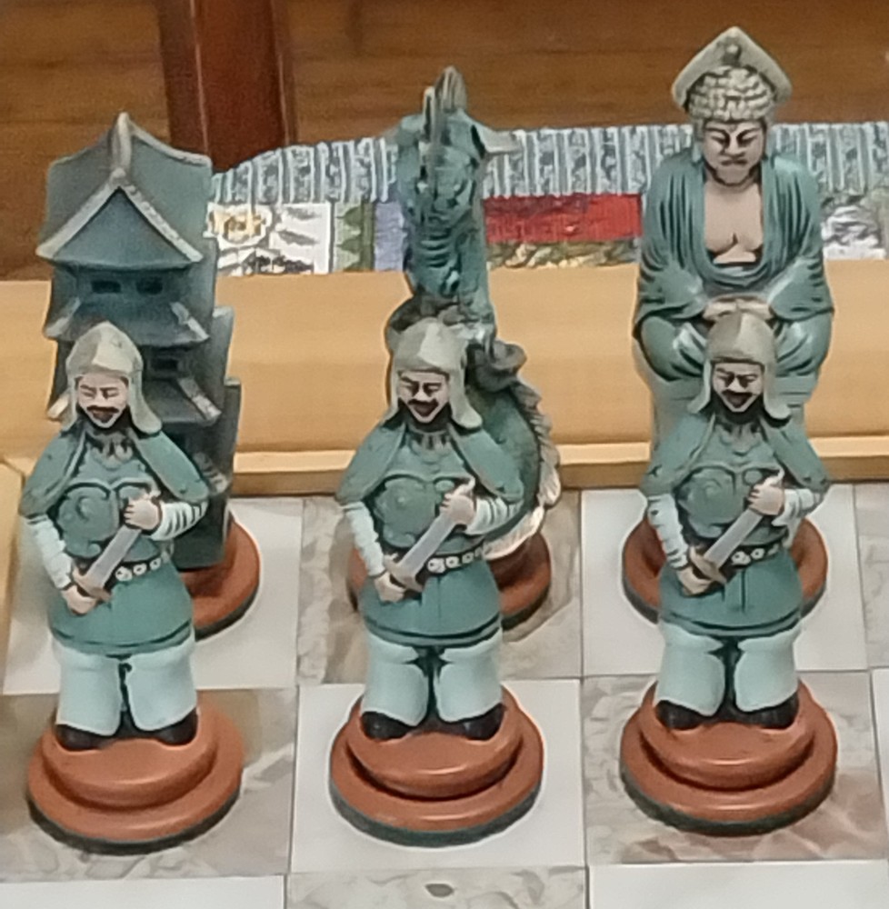 Byron Mold Hand-Painted Ceramic Oriental Chess Set - (CHESS SET ONLY)