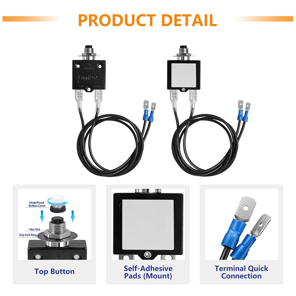 2Pack 3 AMP 5 AMP Push Button Resettable Fuse Kit, HVAC Circuit Tester Tool for