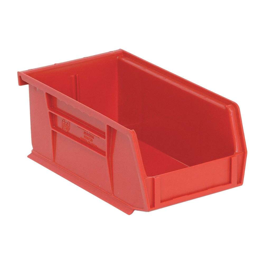 QUANTUM STORAGE SYSTEMS QUS220RD Hang and Stack Bin,Red,PP,3 in PK 10