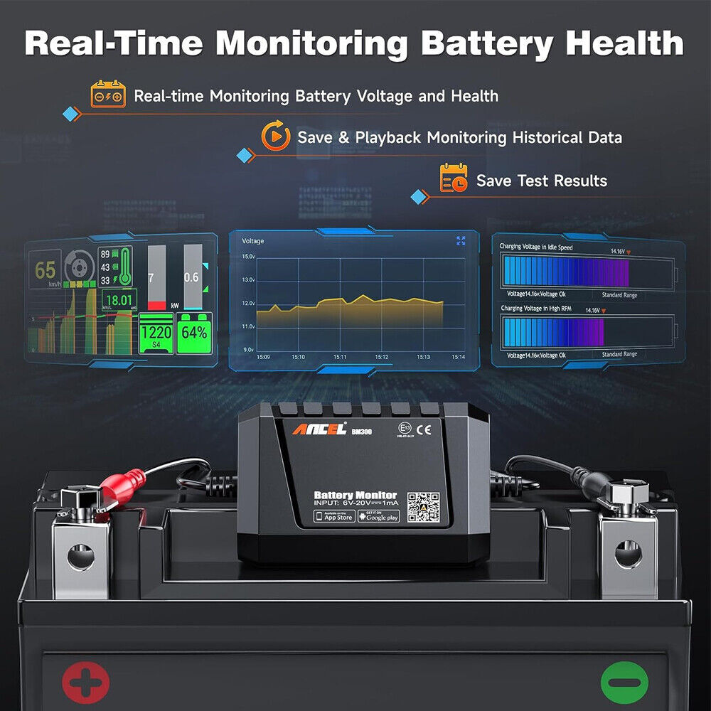 ANCEL BM300 Auto 12V Battery Tester Charging Cranking Analyzer For Android IOS