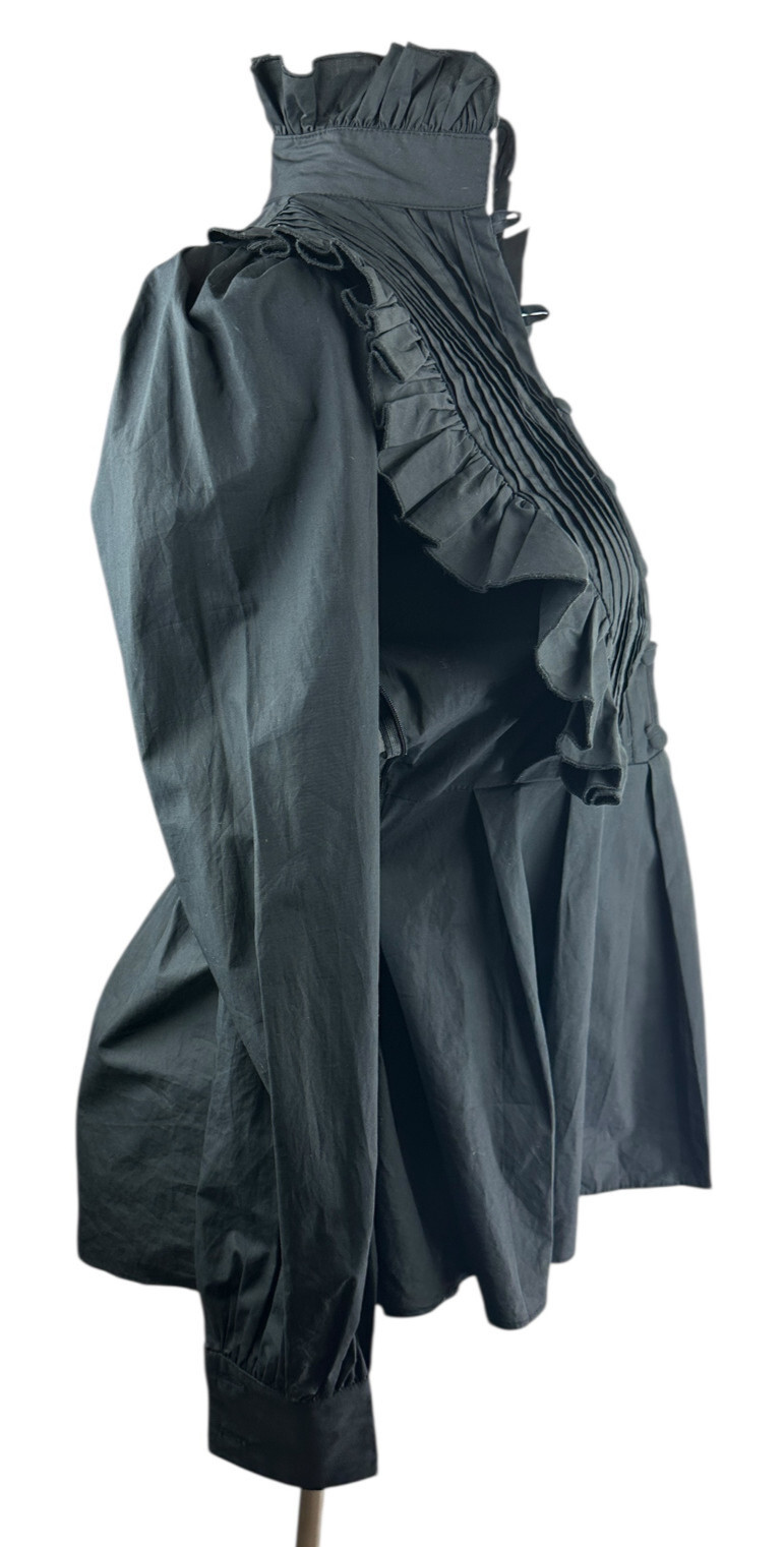 *Flawed* Victorian Choice Black Blouse Steampunk Witchy Goth Button Top Medium