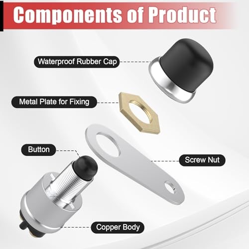 3 PCS Push Button Starter Switch 12V 50A, Waterproof Momentary Start black-3