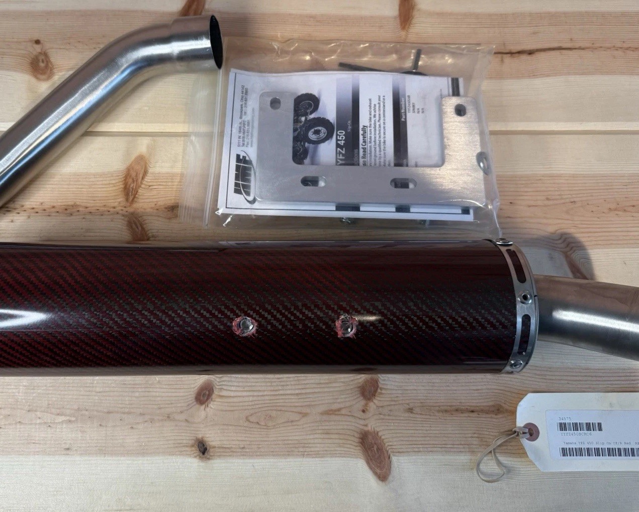 YAMAHA YFZ 450 2004-2013 HMF Exhaust Slip On Red Carbon Fiber