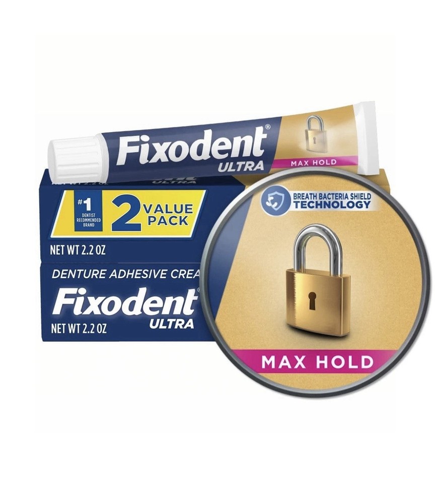 2 PACK- Fixodent Ultra Max Hold Dental Adhesive - 2.2oz