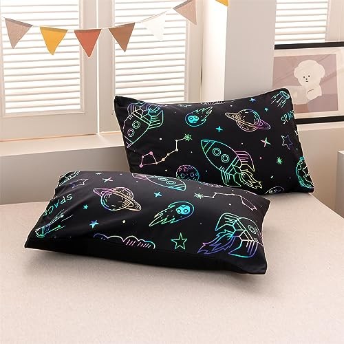 Space Rocket Bedding Set Kid Comforter Set Size Super Soft & Cute Full Black