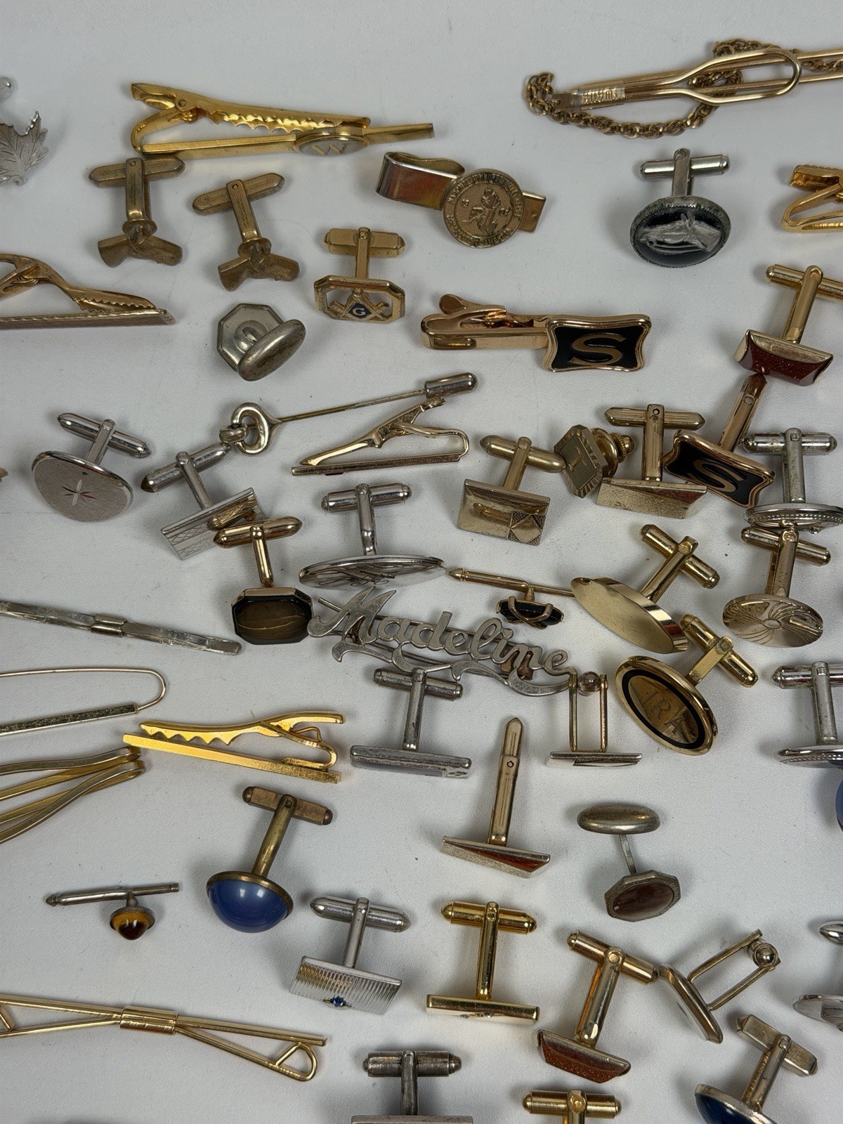 Vintage Cufflinks Tie Clips Lot 62pc Swank Mid Century Men's Jewelry Mixed