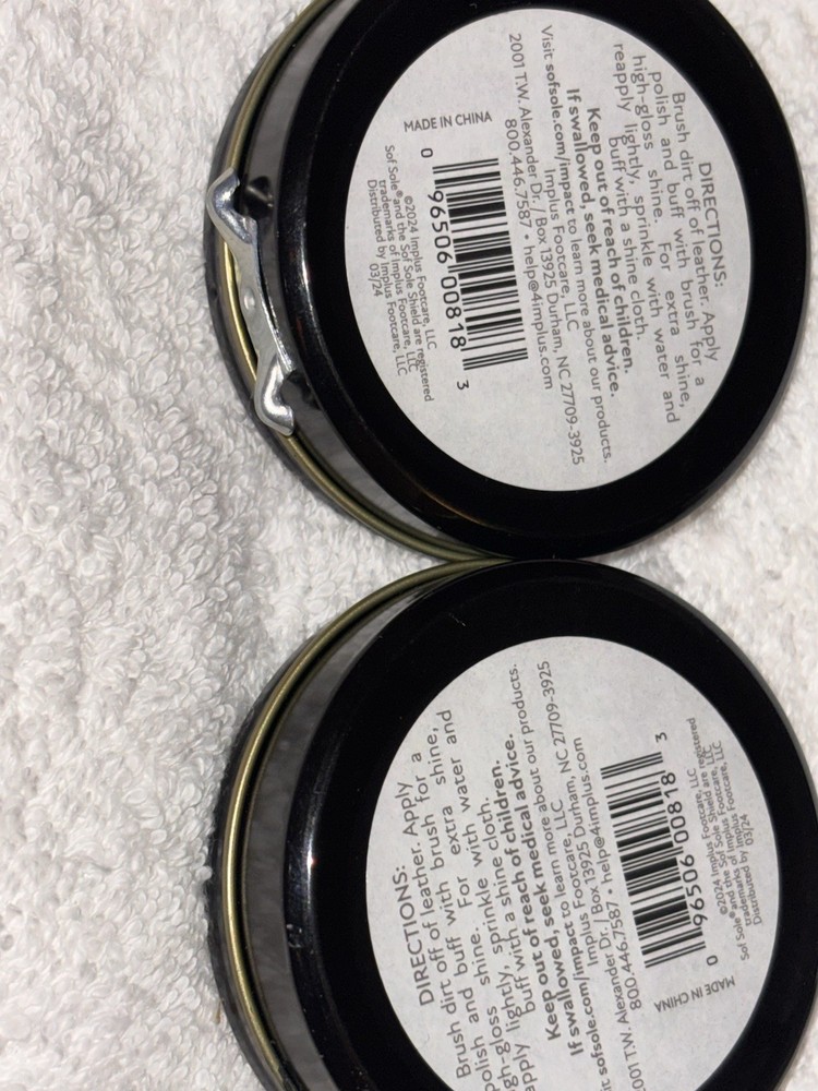 2 Sofsole Black Shoe Polish 1.5 oz Each can NEW