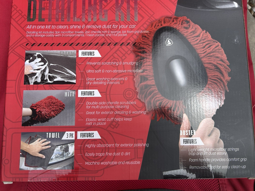 NEW FIRESTONE 7 PC DETAILING KIT INCLUDING STORAGE CADDY