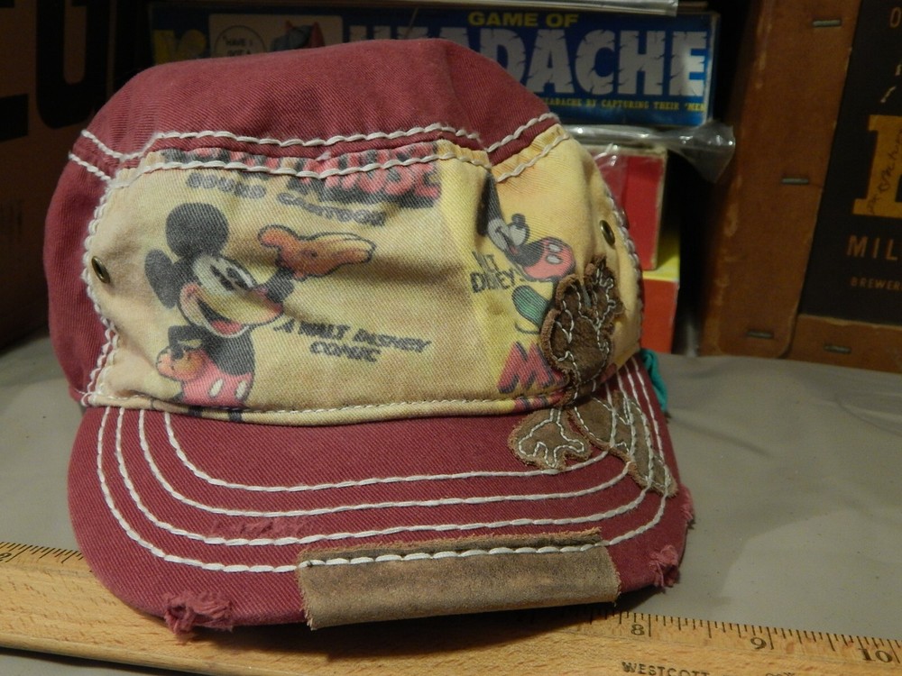 Walt Disney World Souvenir ~ Hook n Loop Distressed MICKEY ~ HAT_CAP ~ Ltd VG+
