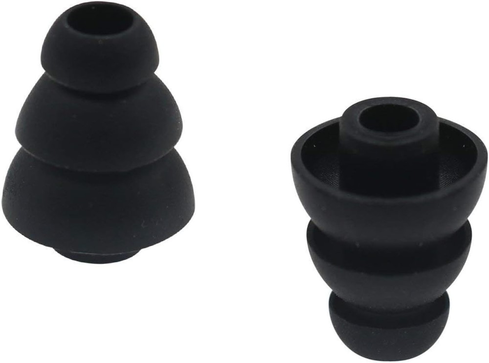 Earbuds Tips 12 Pairs Replacement Triple Flange Conical EarTips 3 Size, Black