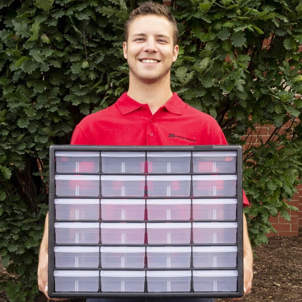 24 Drawer Plastic Parts Storage Hardware Craft Cabinet Stackable for Workshop