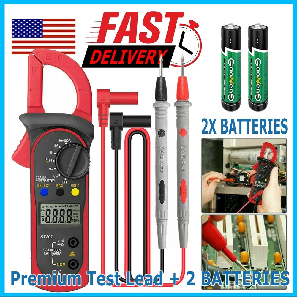 Digital Multimeter Tester AC DC Volt Ohm Amp Clamp Meter Auto Range LCD Handheld