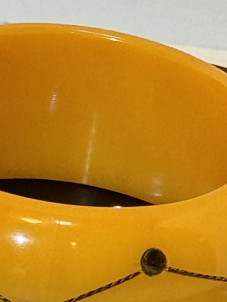 Bakelite Bangle Bracelet Butterscotch Brass Injection Dot Tested VERY RARE READ