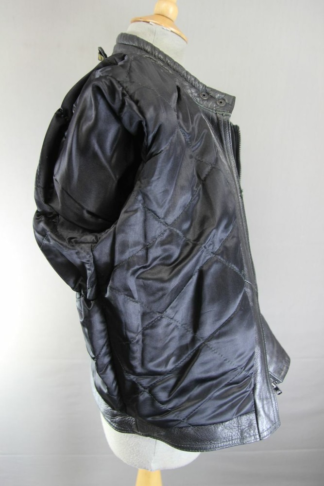 CLASSIC BLACK DYNAMIC LEATHERS COWHIDE BIKER JACKET: SIZE 12