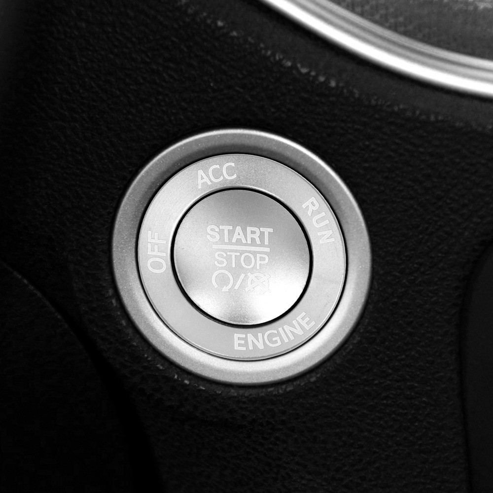 Silver Aluminum Engine Push Start Button w/ Surrounding Ring For Dodge Jeep etc