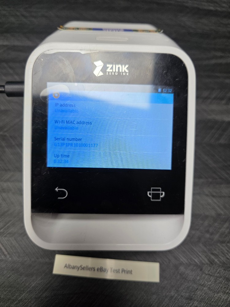Zink Zero Ink Happy+ Touch Screen Printer Technology Tested No Power Supply