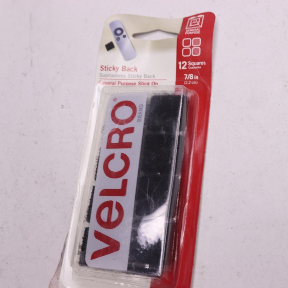 (12-Pk) Hook & Loop Fastener Sticky Back Black 90072