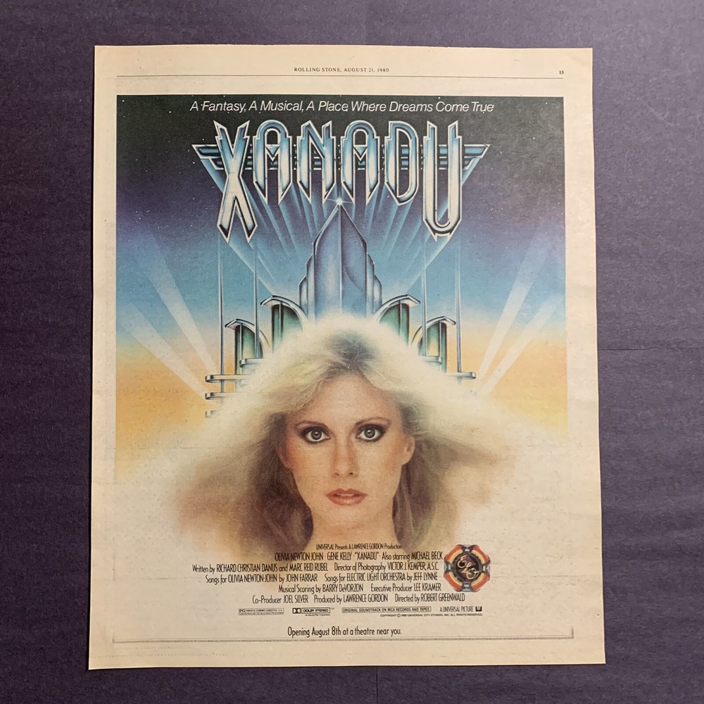 Xanadu (Movie) Electric Light Orchestra / ELO 1980 Original Advert 11"x13"