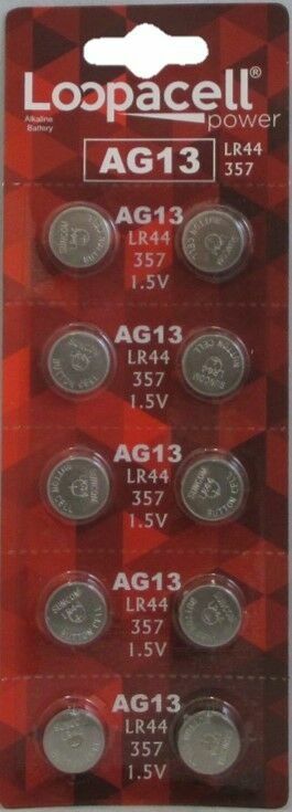 10 AG13 LR44 357 L1154 A76 PX76A 303 D303 LOOPACEL Alkaline Button Cell Battery