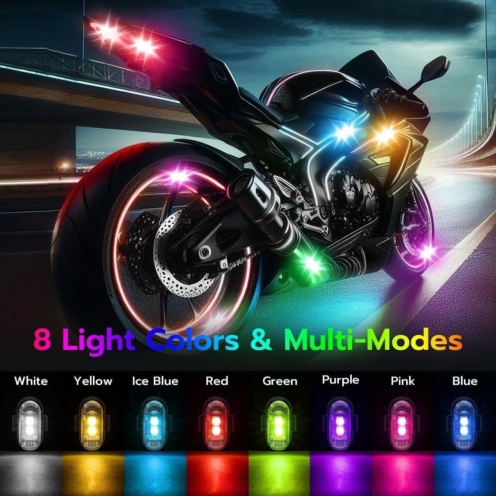 4 Pcs Magnetic LED Strobe Lights with Remote - 8-Color Waterproof Warning