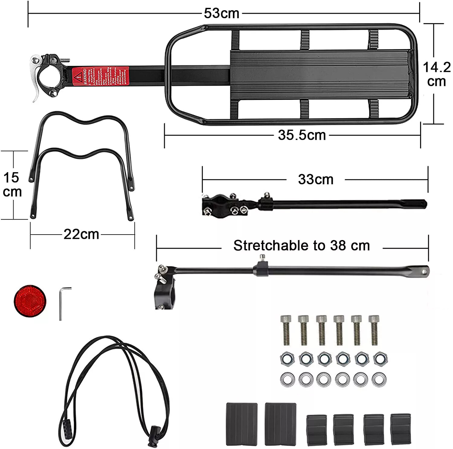 Rear Bike Rack Cargo Rack Alloy Luggage Carrier Bicycle 110 Lbs Capacity Holder