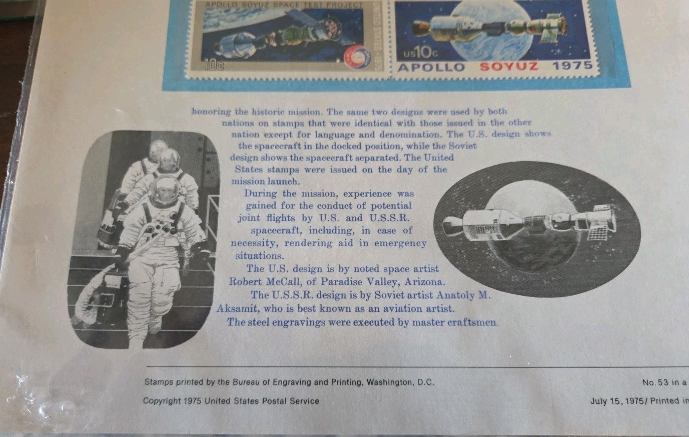 1975 Apollo Soyuz space test project CP53 commemorative panel 53 MNH Sc 1569a
