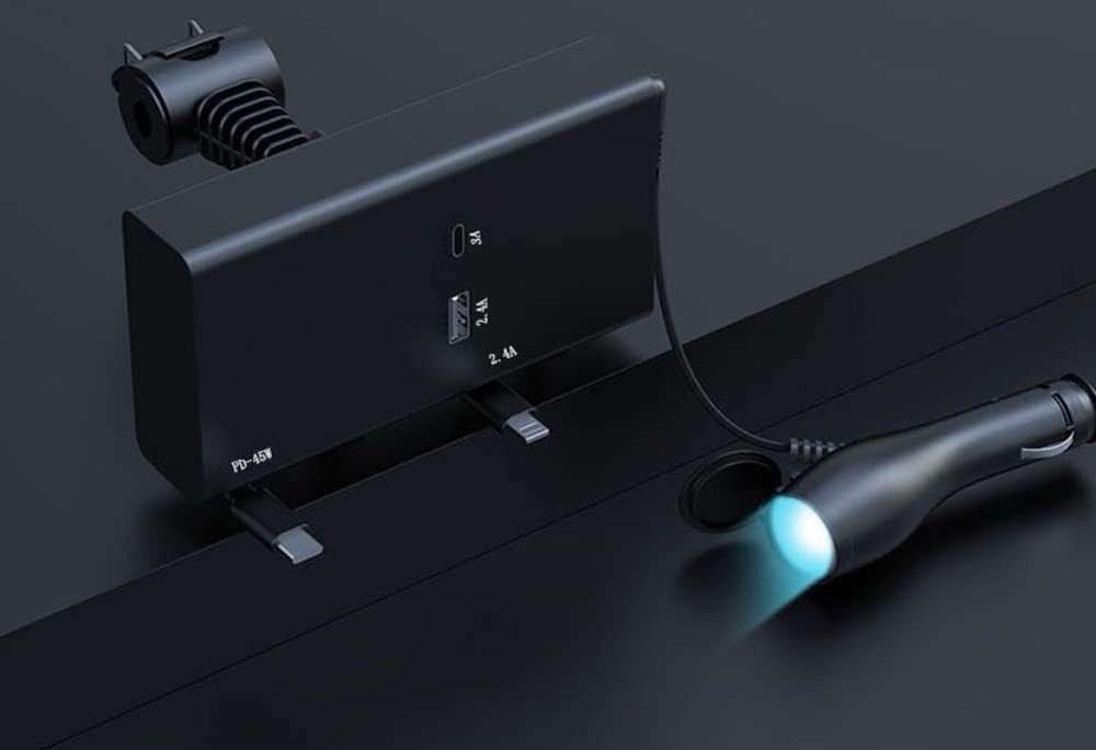 Retractable 5 In 1 Backseat Car Charging Station