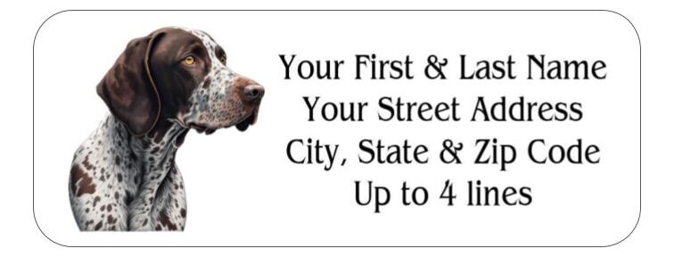 150 Pointer Dog Mailing Return Address Labels Personalized  1 x 2 5/8 in.