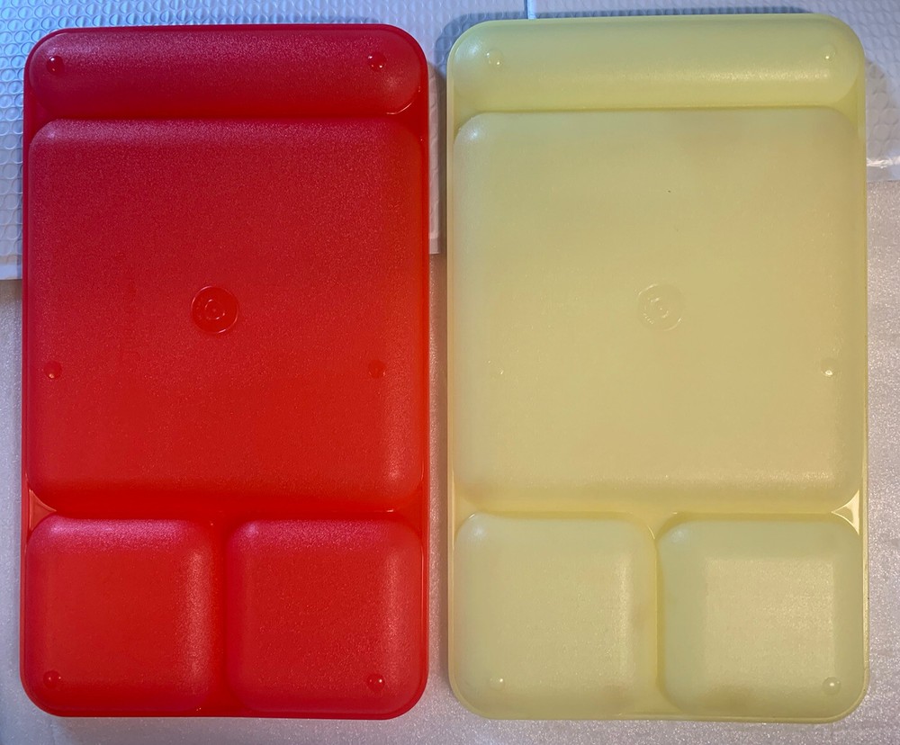 Lot of 2 Tupperware Divided Trays Plates Rectangle Stackable 15x9x1