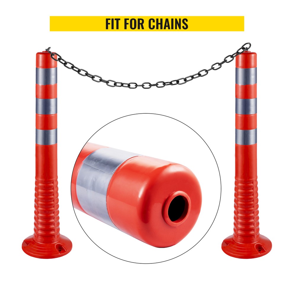 VEVOR Traffic Delineator Posts Flexible Channelizer Cone 30" Spring Post 6PCS